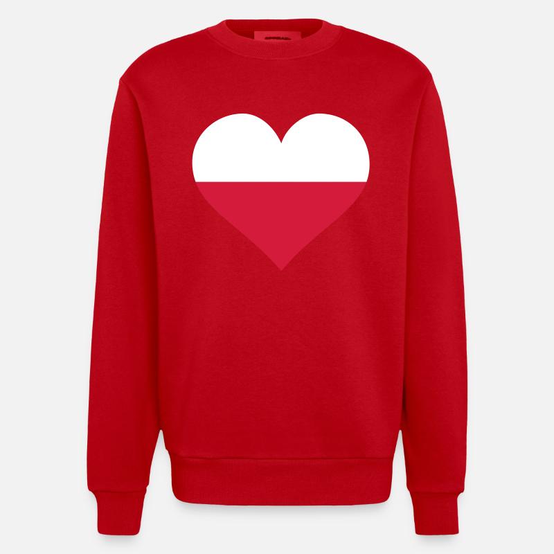 cœur Pologne - Sweat bio épais oversize fabriqué en UE - rouge