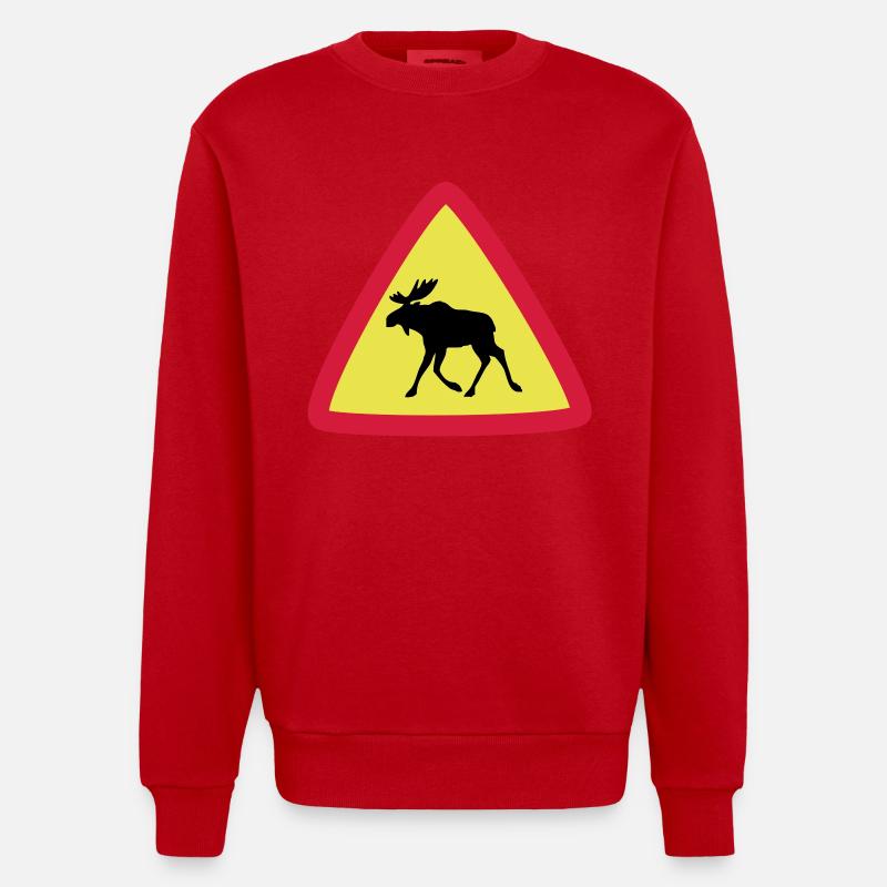 Elk warning 3clr - Sweat bio épais oversize fabriqué en UE - rouge