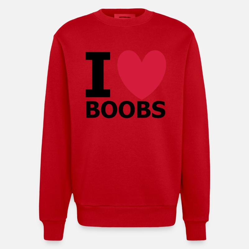 I Love Boobs - Sweat bio épais oversize fabriqué en UE - rouge