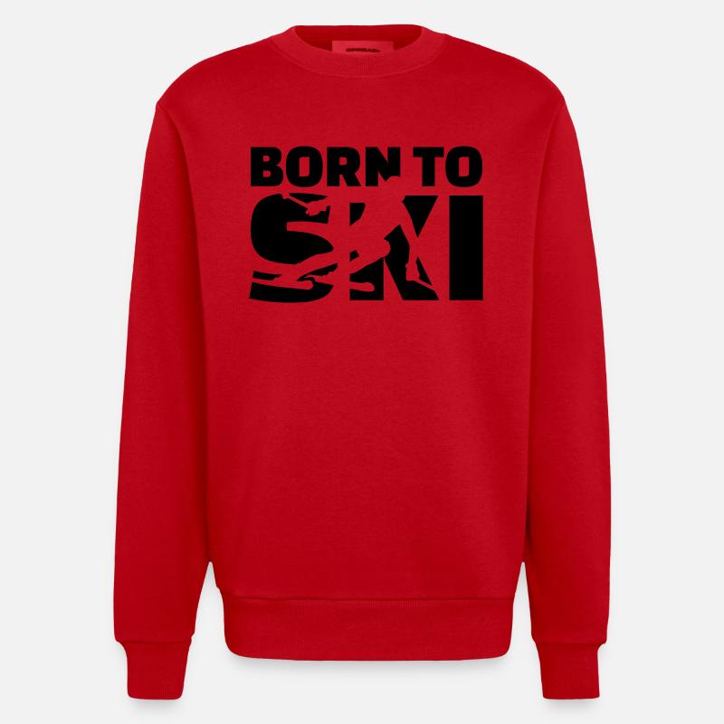 Born to Ski - Sweat bio épais oversize fabriqué en UE - rouge