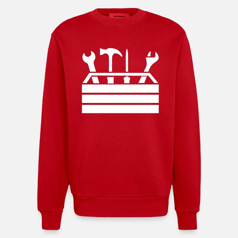 Tools Workshop Toolbox 1 - Heavyweight Oversized Organic Crew Neck Made in EU - red