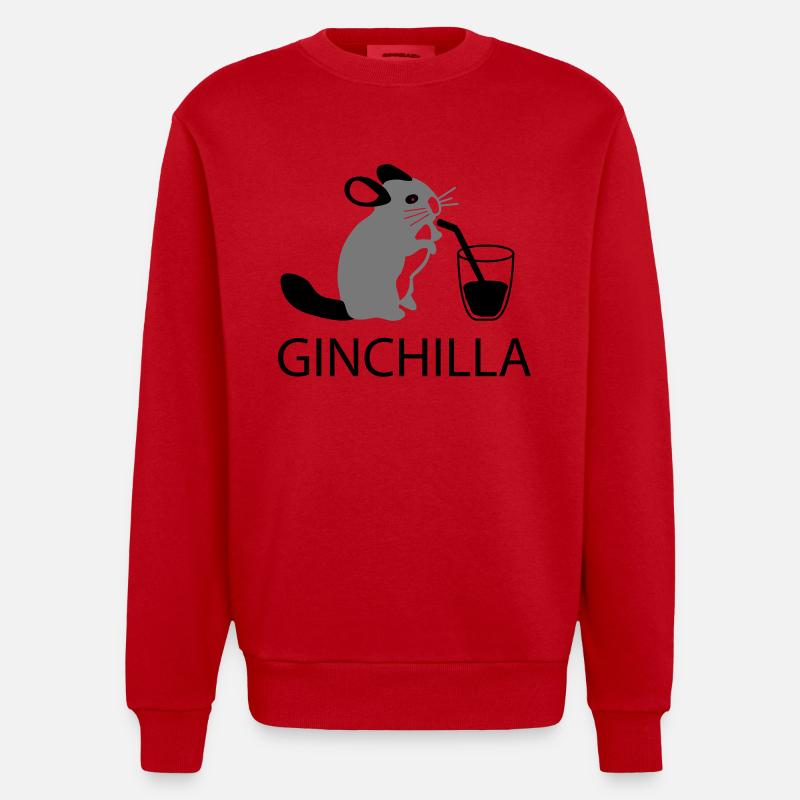 ginchilla - Gin et de refroidissement - Sweat bio épais oversize fabriqué en UE - rouge