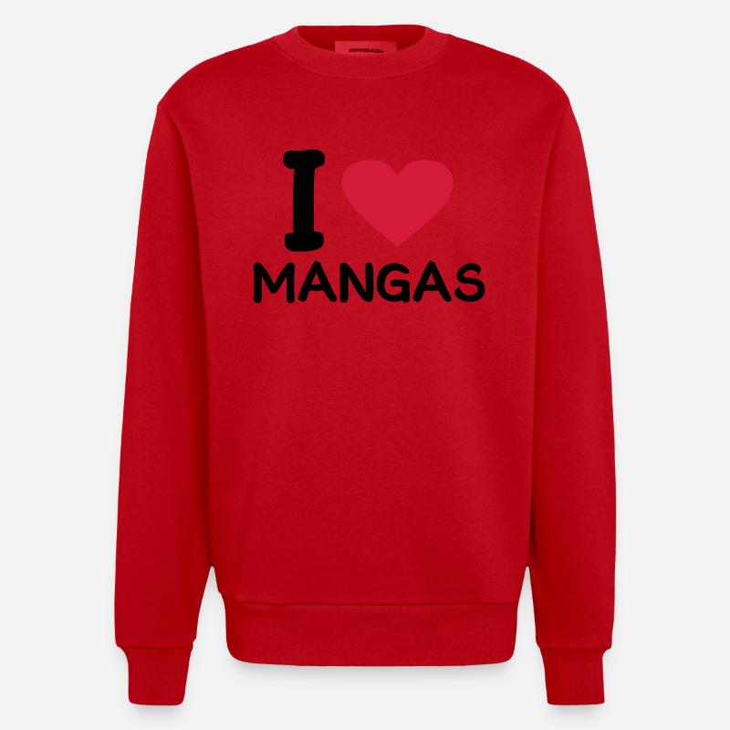 j'aime les mangas - Sweat bio épais oversize fabriqué en UE - rouge