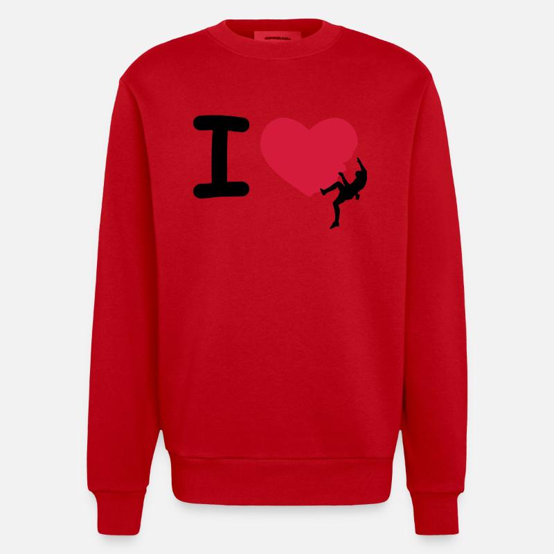 I love klettern - Heavyweight Oversized Organic Crew Neck Made in EU - Rot