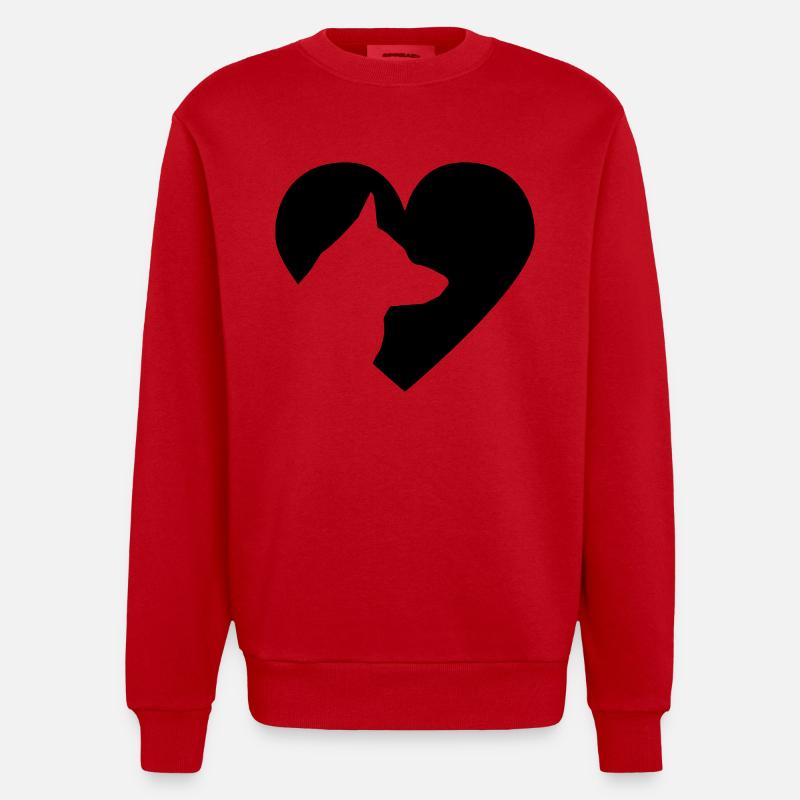 Herz mit Schäferhund Vector - Heavyweight Oversized Organic Crew Neck Made in EU - Rot