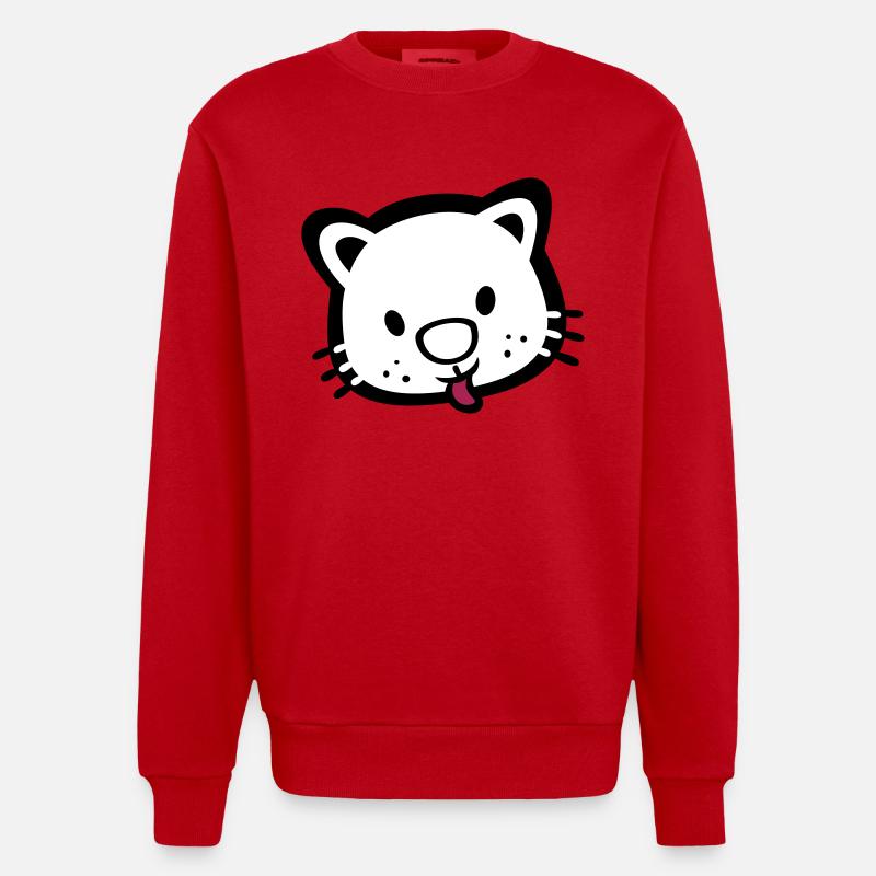 süßes Kätzchen Katze - Heavyweight Oversized Organic Crew Neck Made in EU - Rot