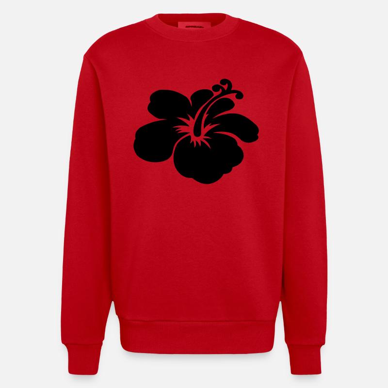 hibiscusblüte - Heavyweight Oversized Organic Crew Neck Made in EU - Rot