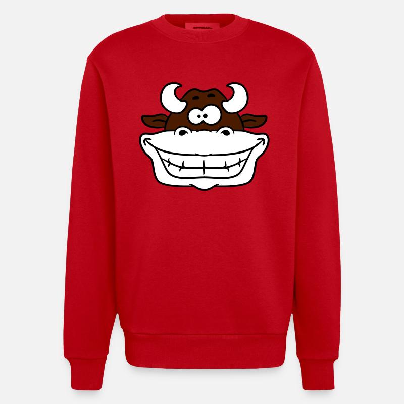 Crazy cow grimaçant - Sweat bio épais oversize fabriqué en UE - rouge