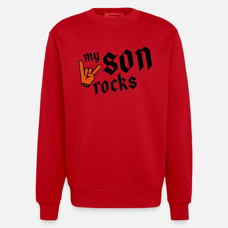 son rocks my - Heavyweight Oversized Organic Crew Neck Made in EU - Rot