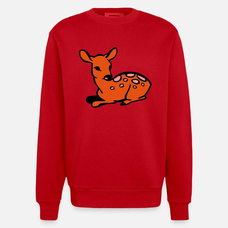 Hirsche reh - Heavyweight Oversized Organic Crew Neck Made in EU - Rot