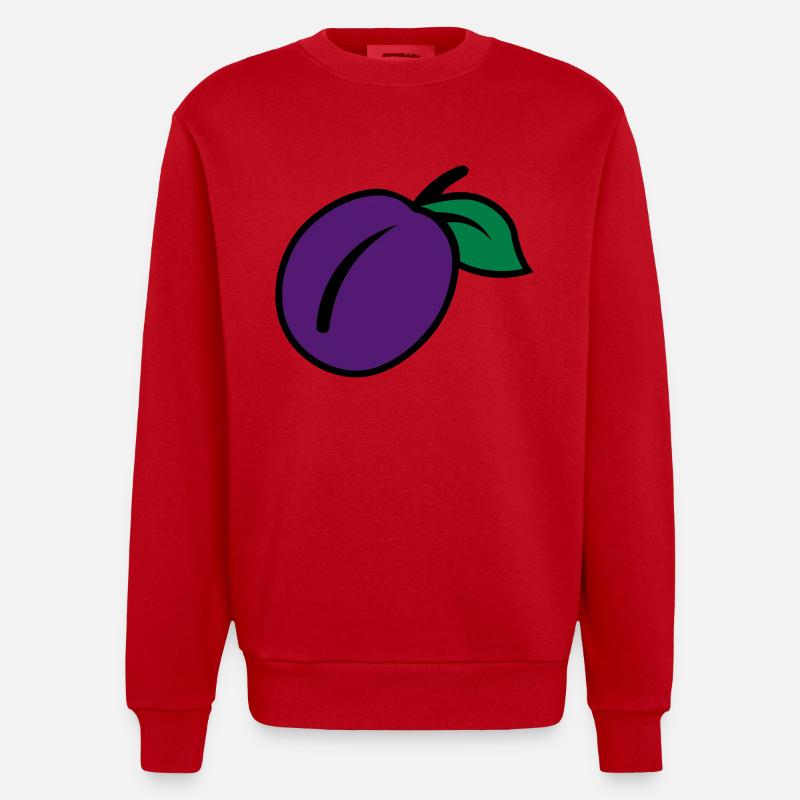 Blomme - Heavyweight oversized organic trøje med crewneck made in EU - rød