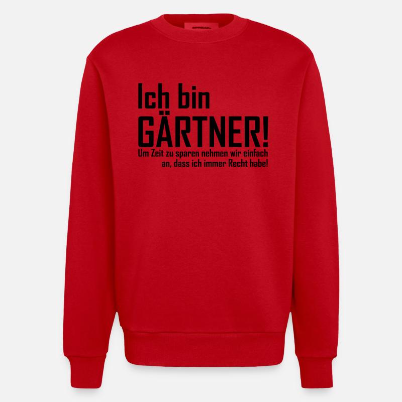 ich bin gärtner - Heavyweight Oversized Organic Crew Neck Made in EU - Rot