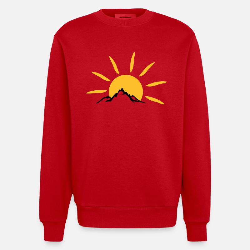 Landschaft - Berge Sonne - Heavyweight Oversized Organic Crew Neck Made in EU - Rot