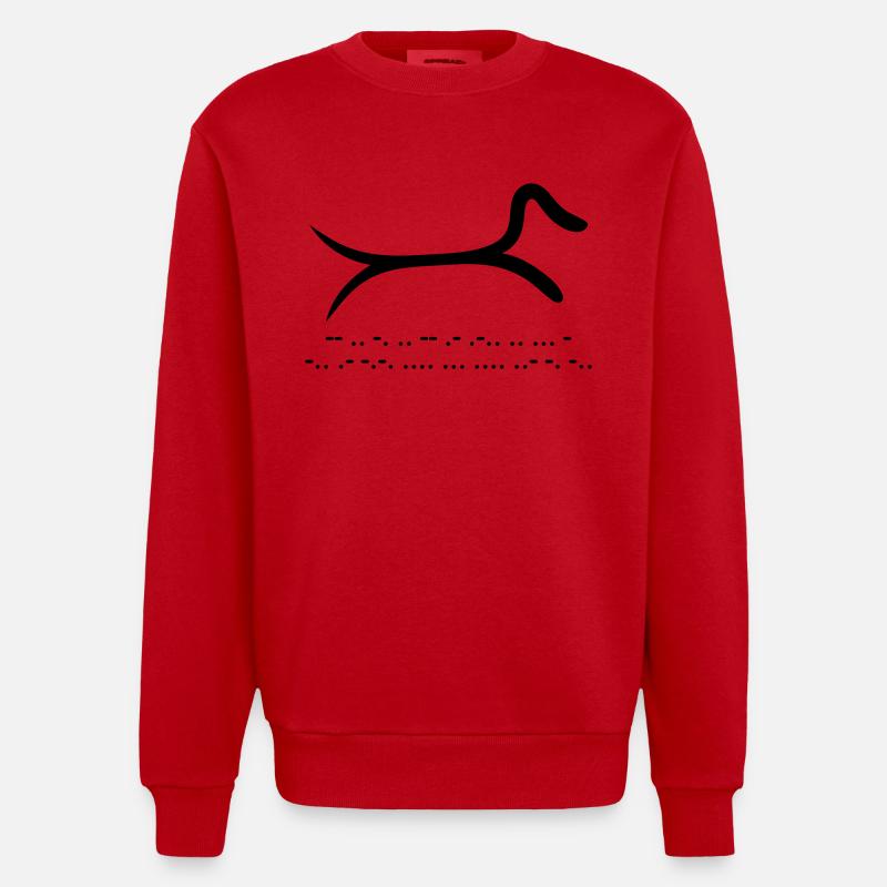 Dackel mit Morsecode - Heavyweight Oversized Organic Crew Neck Made in EU - Rot