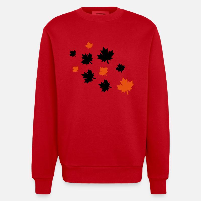 Feuilles d’érable - Sweat bio épais oversize fabriqué en UE - rouge