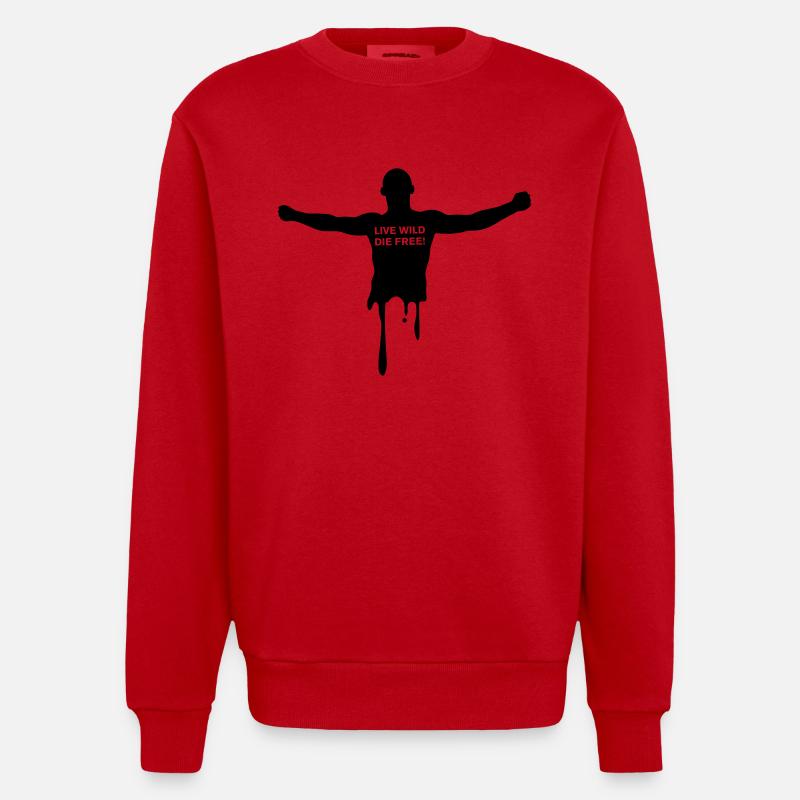 livewilddiefree - Heavyweight Oversized Organic Crew Neck Made in EU - red