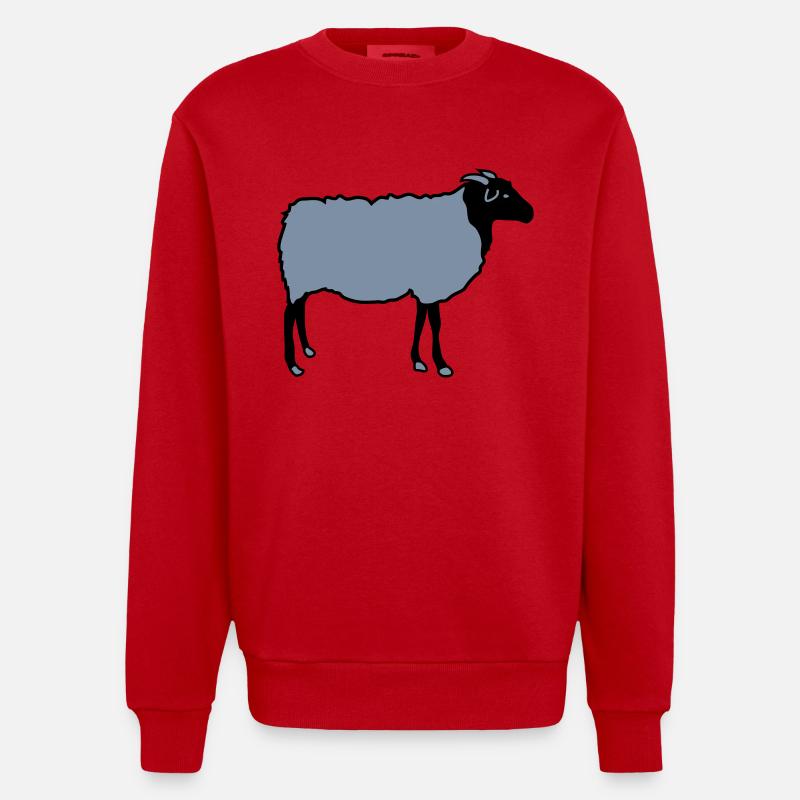 schaf, schafe, lamm, lämmer, heidschnucke - Heavyweight Oversized Organic Crew Neck Made in EU - Rot