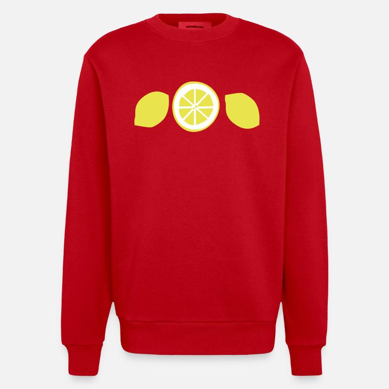 Lemon Obst Vektor - Heavyweight Oversized Organic Crew Neck Made in EU - Rot