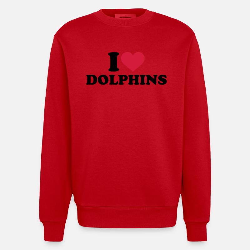 I love dolphins - Sweat bio épais oversize fabriqué en UE - rouge