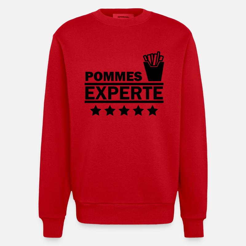 pommes experte - Heavyweight Oversized Organic Crew Neck Made in EU - Rot