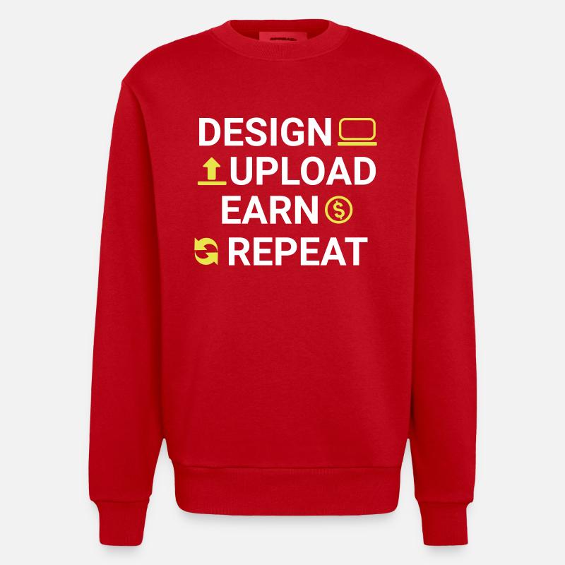 design upload earn repeat - Heavyweight Oversized Organic Crew Neck Made in EU - Rot