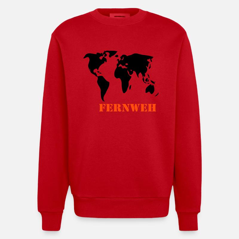 Carte du monde Wanderlust - Sweat bio épais oversize fabriqué en UE - rouge