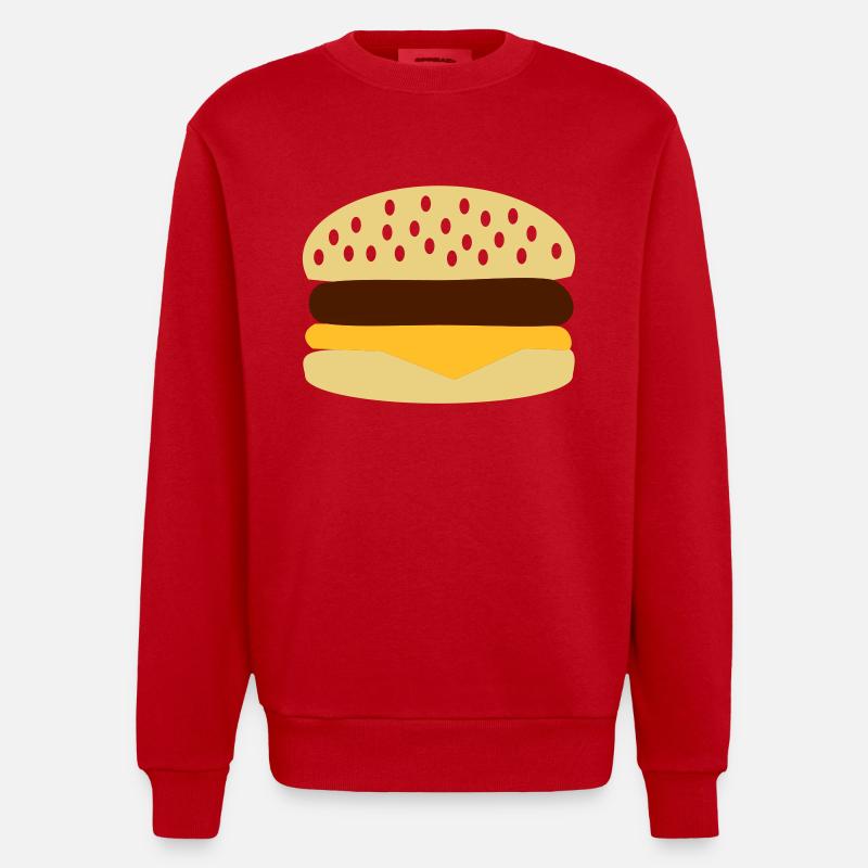 Burger - Hamburger - Heavyweight Oversized Organic Crew Neck Made in EU - Rot
