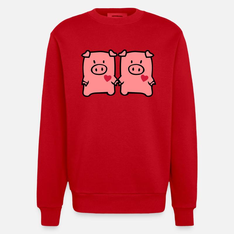 two cute pigs - Sweat bio épais oversize fabriqué en UE - rouge
