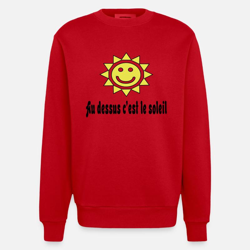 au dessus cest le_soleil - Sweat bio épais oversize fabriqué en UE - rouge