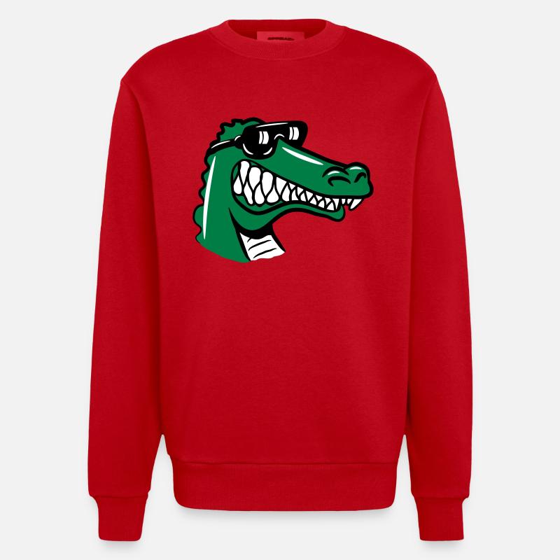 Crocodile drôle fun - Sweat bio épais oversize fabriqué en UE - rouge