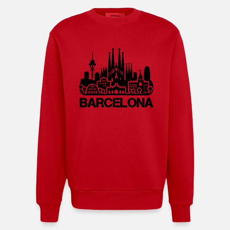 Horizon de Barcelone - Sweat bio épais oversize fabriqué en UE - rouge
