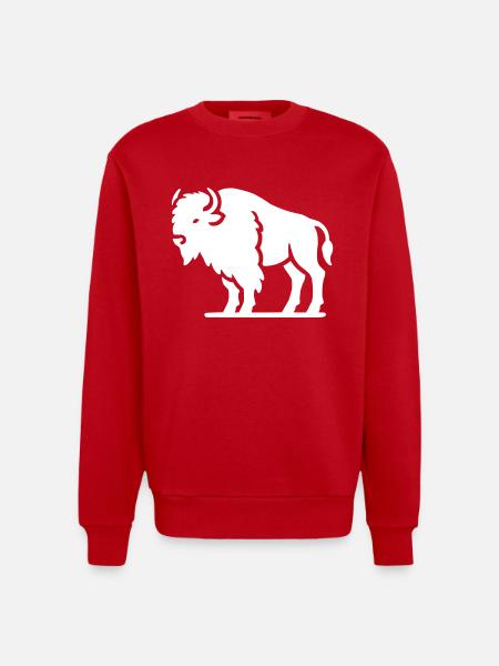 Bison Animal - Heavyweight Oversized Organic Crew Neck Made in EU - red