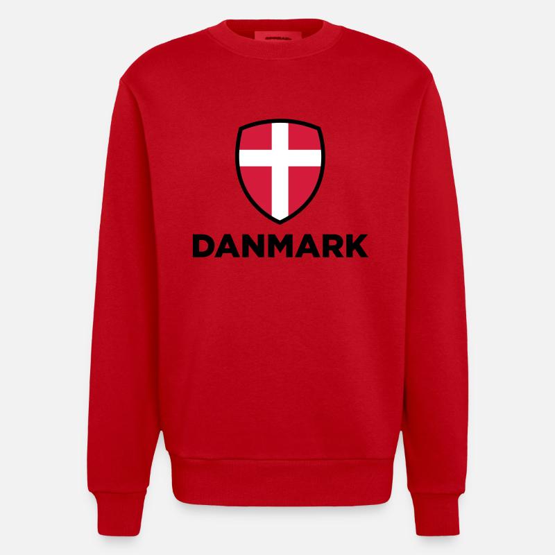 Drapeau national du Danemark - Sweat bio épais oversize fabriqué en UE - rouge