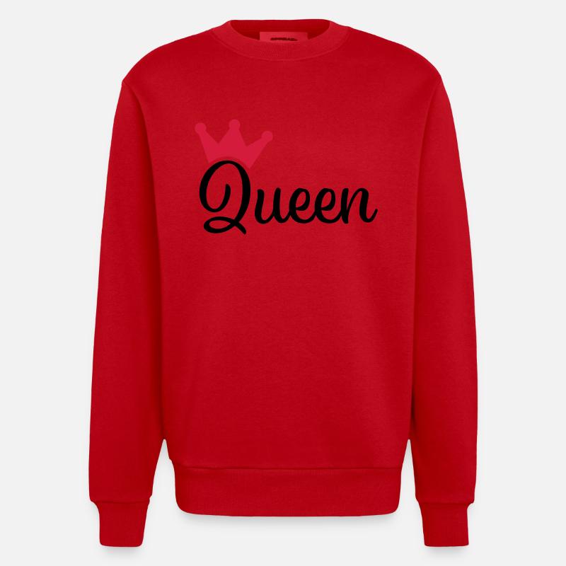 Queen mit Krone - Heavyweight Oversized Organic Crew Neck Made in EU - Rot