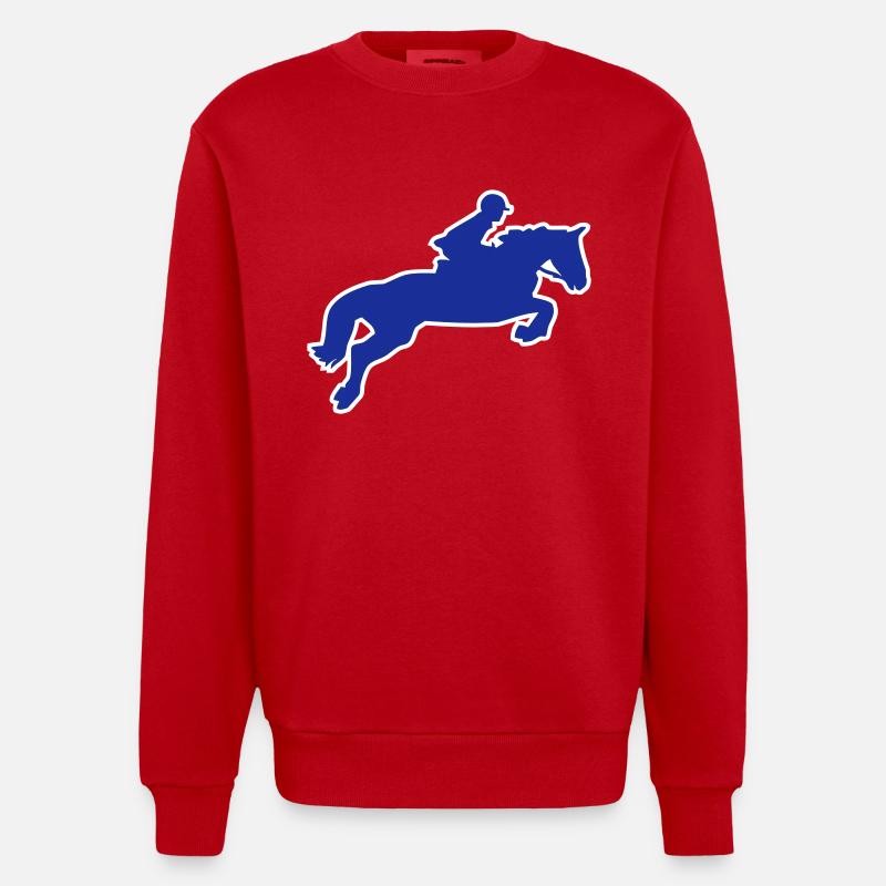 Un cheval de saut - Sweat bio épais oversize fabriqué en UE - rouge