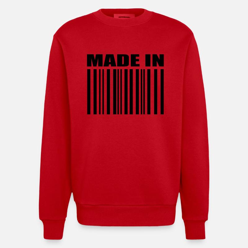Bar Code - Heavyweight Oversized Organic Crew Neck Made in EU - red