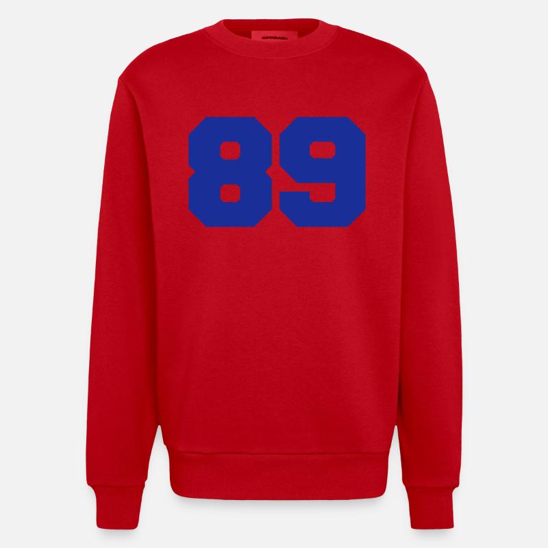 89, Zahlen, Nummer, Rückennummer - Sweat bio épais oversize fabriqué en UE - rouge