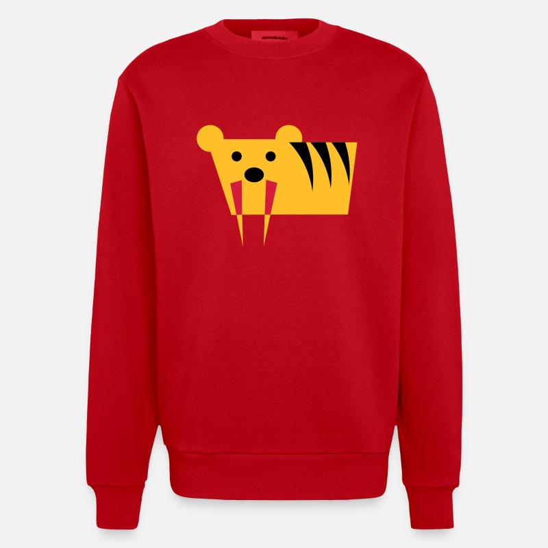Säbelzahntiger - Heavyweight Oversized Organic Crew Neck Made in EU - Rot