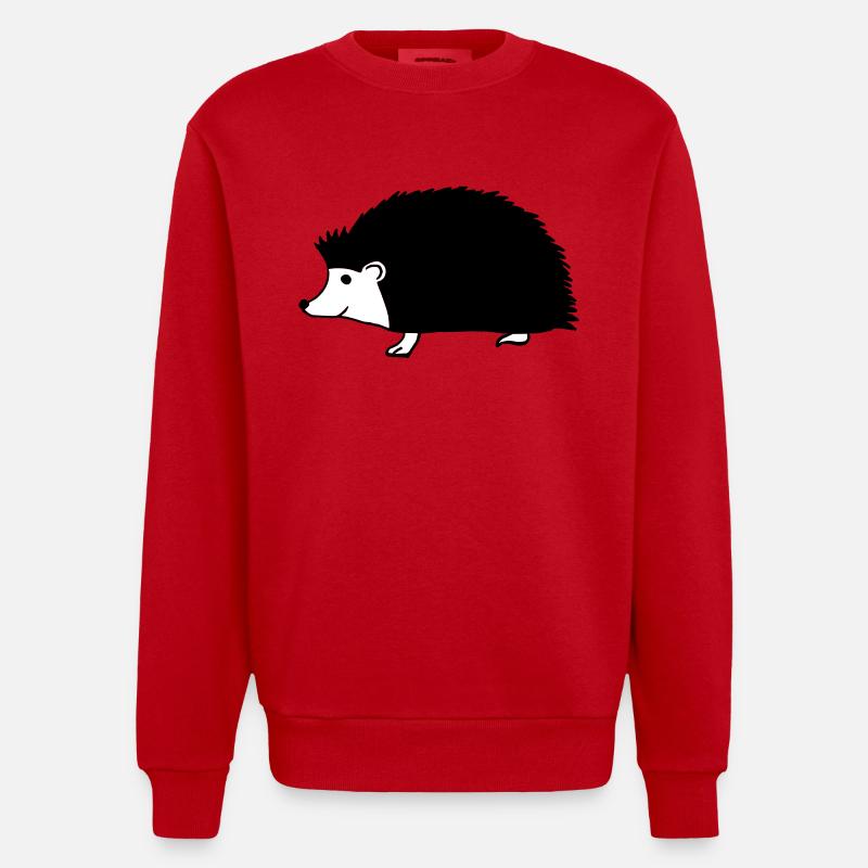 hand drawn hedgehog - Sweat bio épais oversize fabriqué en UE - rouge