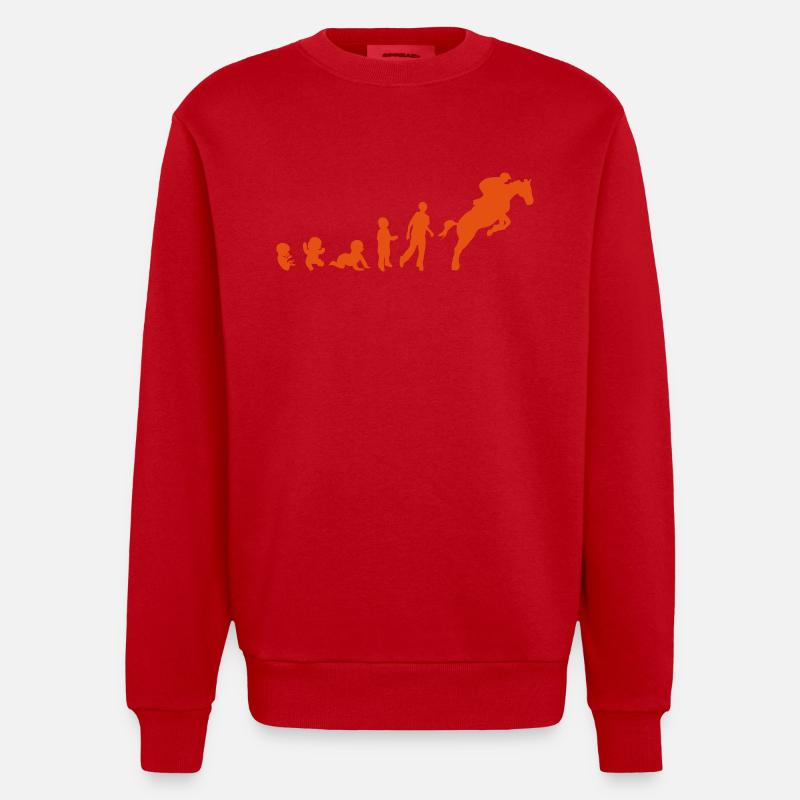 Evolution cheval9 obstacle riding his - Heavyweight Oversized Organic Crew Neck Made in EU - red