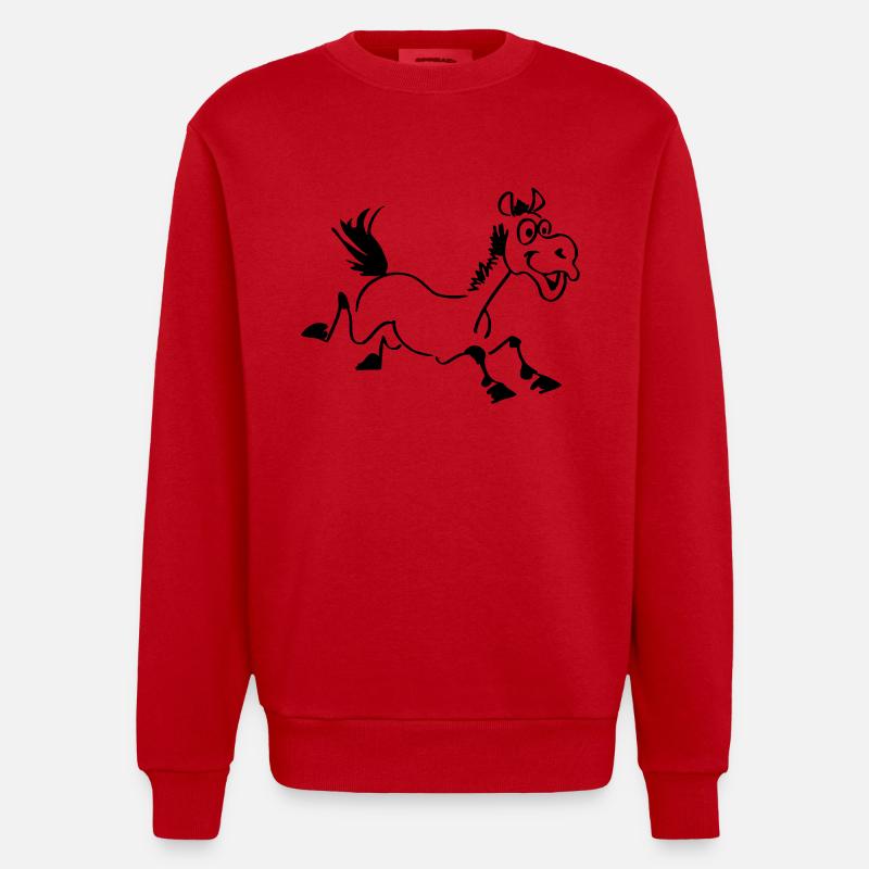 lustiges Pferd - Heavyweight Oversized Organic Crew Neck Made in EU - Rot