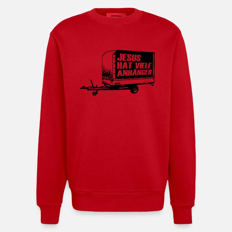 Jesus has many small trailer - Heavyweight Oversized Organic Crew Neck Made in EU - red