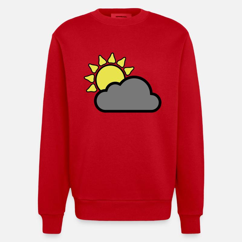 Cloud - Sun - Wolke - Sonne - Heavyweight Oversized Organic Crew Neck Made in EU - Rot