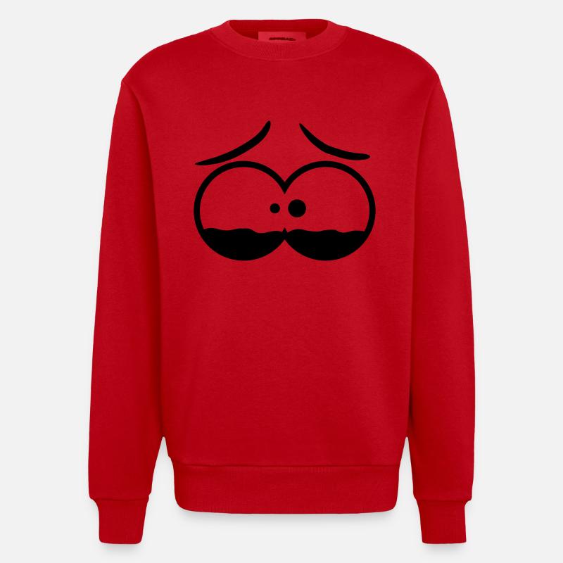Sad Comic Face - Sweat bio épais oversize fabriqué en UE - rouge