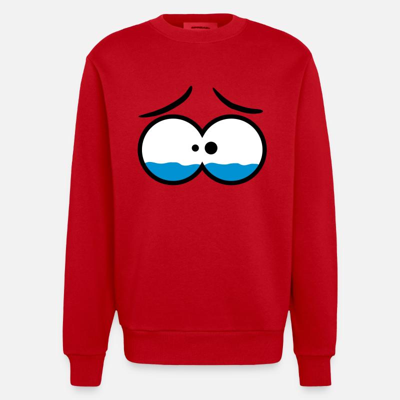 Sad Crying Comic Eyes - Heavyweight Oversized Organic Crew Neck Made in EU - red