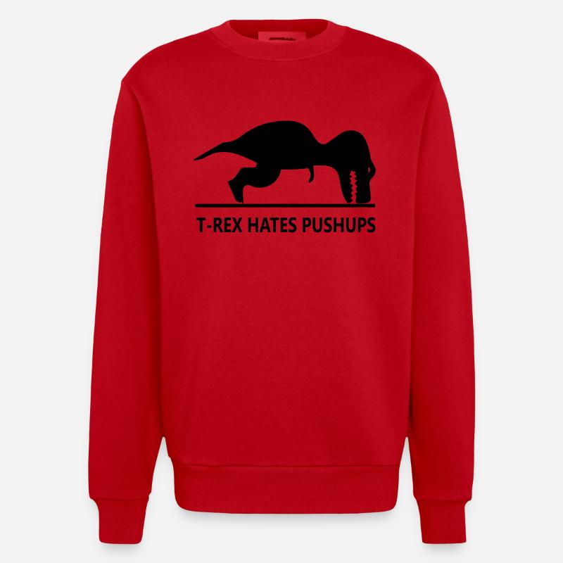 trex_hates_pushups - Sweat bio épais oversize fabriqué en UE - rouge