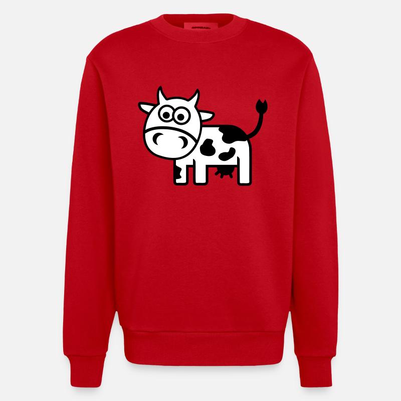 Cow - Heavyweight Oversized Organic Crew Neck Made in EU - red