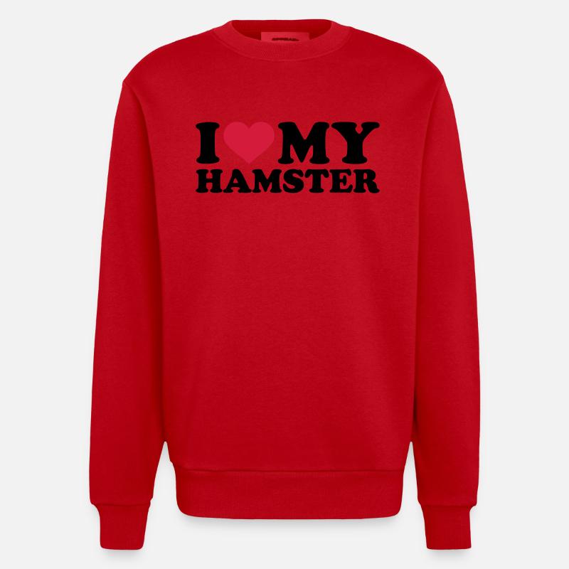 I love my Hamster - Heavyweight Oversized Organic Crew Neck Made in EU - red
