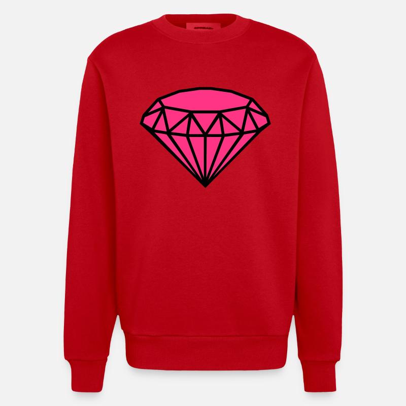 Diamond - Heavyweight Oversized Organic Crew Neck Made in EU - red