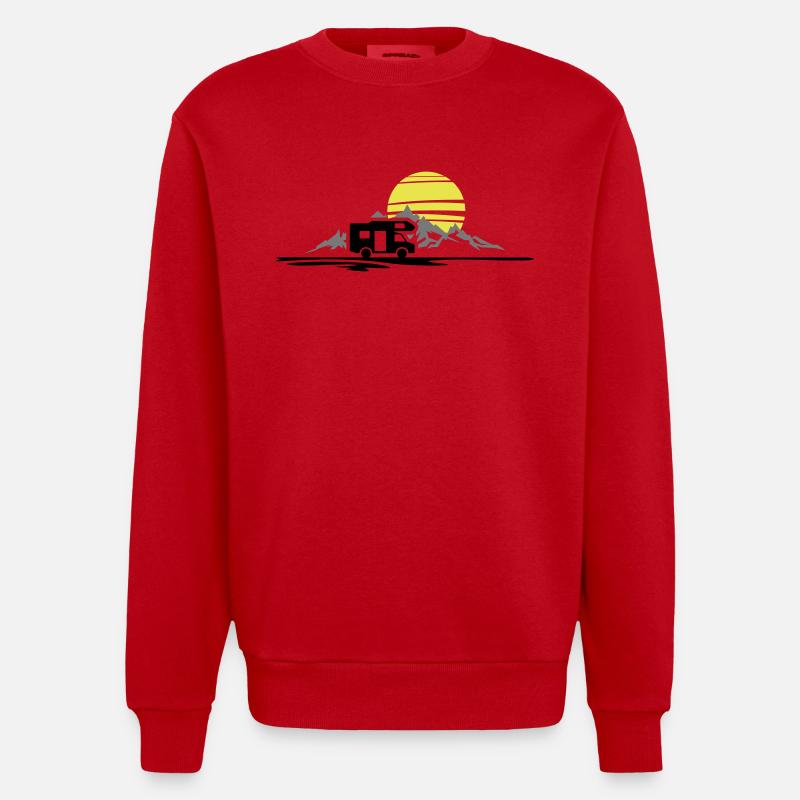 Freizeit - Wohnmobil Berge - Heavyweight Oversized Organic Crew Neck Made in EU - Rot